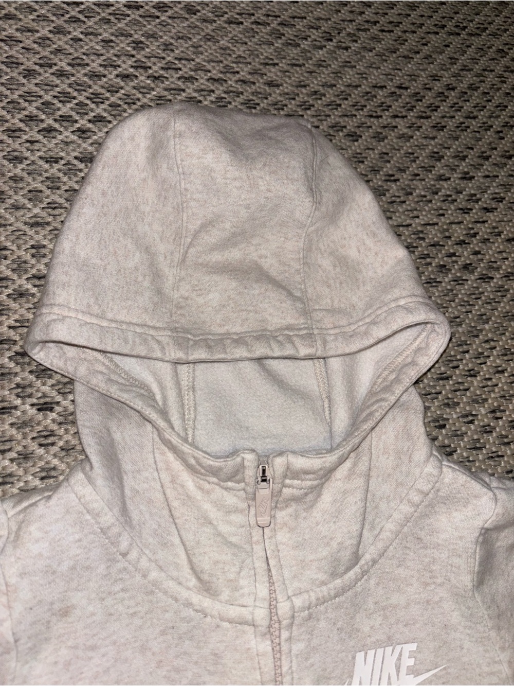 Kids Nike Zip Down Cream Oatmeal Jacket Size M Cotton Rayon Polyester Full Zip - Picture 3 of 8